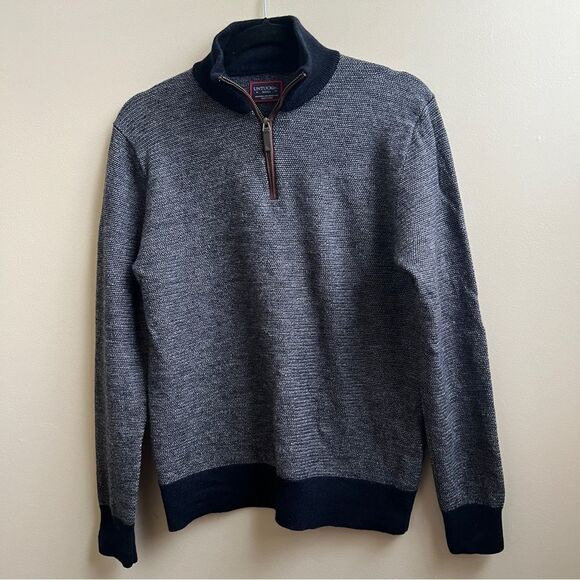 Untuckit Birdseye Merino Wool Quarter-Zip Sweater Size Small - Picture 3 of 6